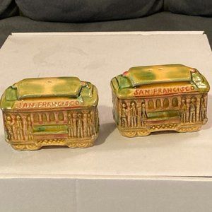 VTG 1960 San Francisco Cable Car/Trolley Car Salt& Pepper Shakers-SNCO IMP Japan